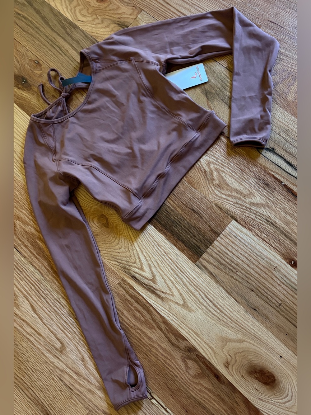 Mauve Cropped Long Sleeve Athletic Top